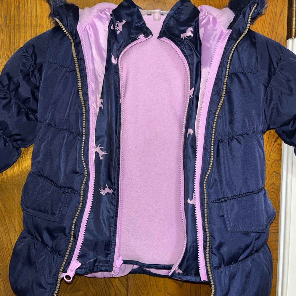 OshKosh B'gosh Navy and Light Purple Puffer Jacket